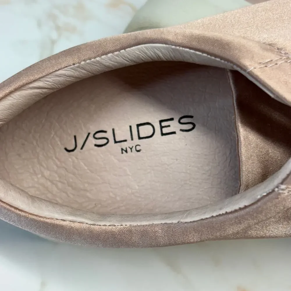 J/Slides Amberr Sneakers Pink Blush‎ Satin Leather Lined Woman's 10 Casual