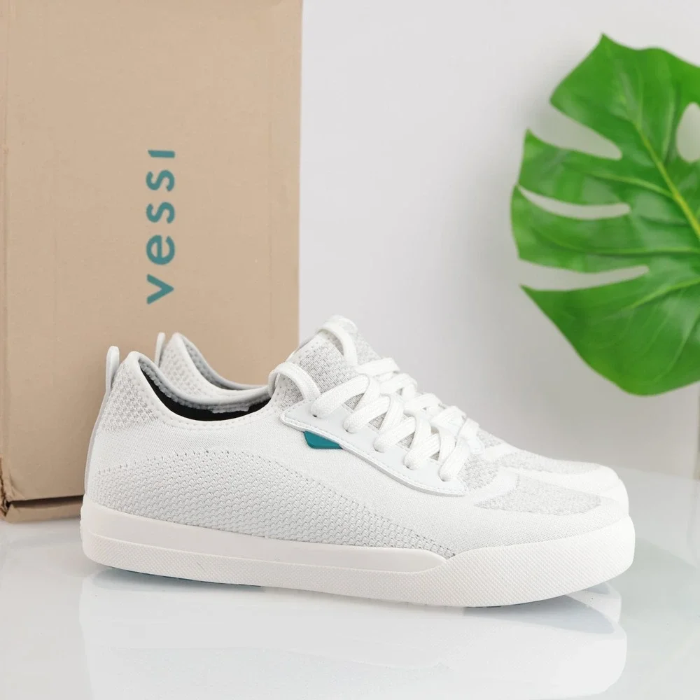 Vessi Womens Weekend Sneaker Size 9 Waterproof White Marble Lace Up Comfort Shoe