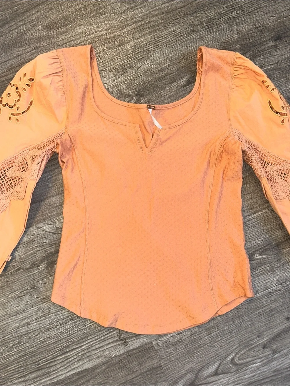 Free People embroidered scoop gathered