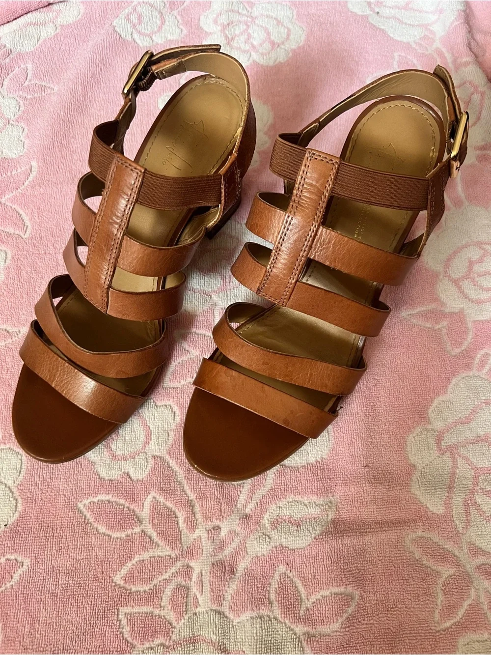 Franco Sarto Tan Multi-Strap Leather Sandals