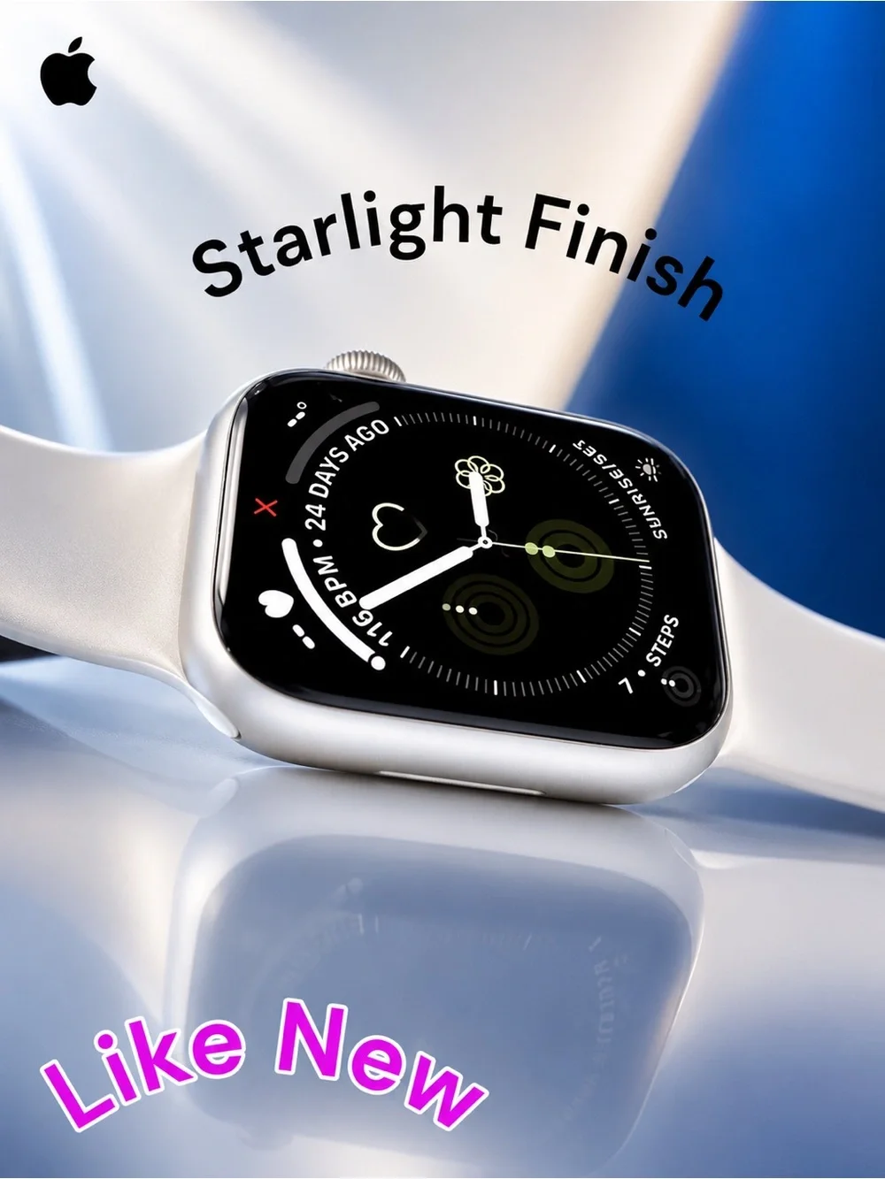 Like New Apple Watch Series 7 – 41mm Starlight Finish - Box, Charger, Bands