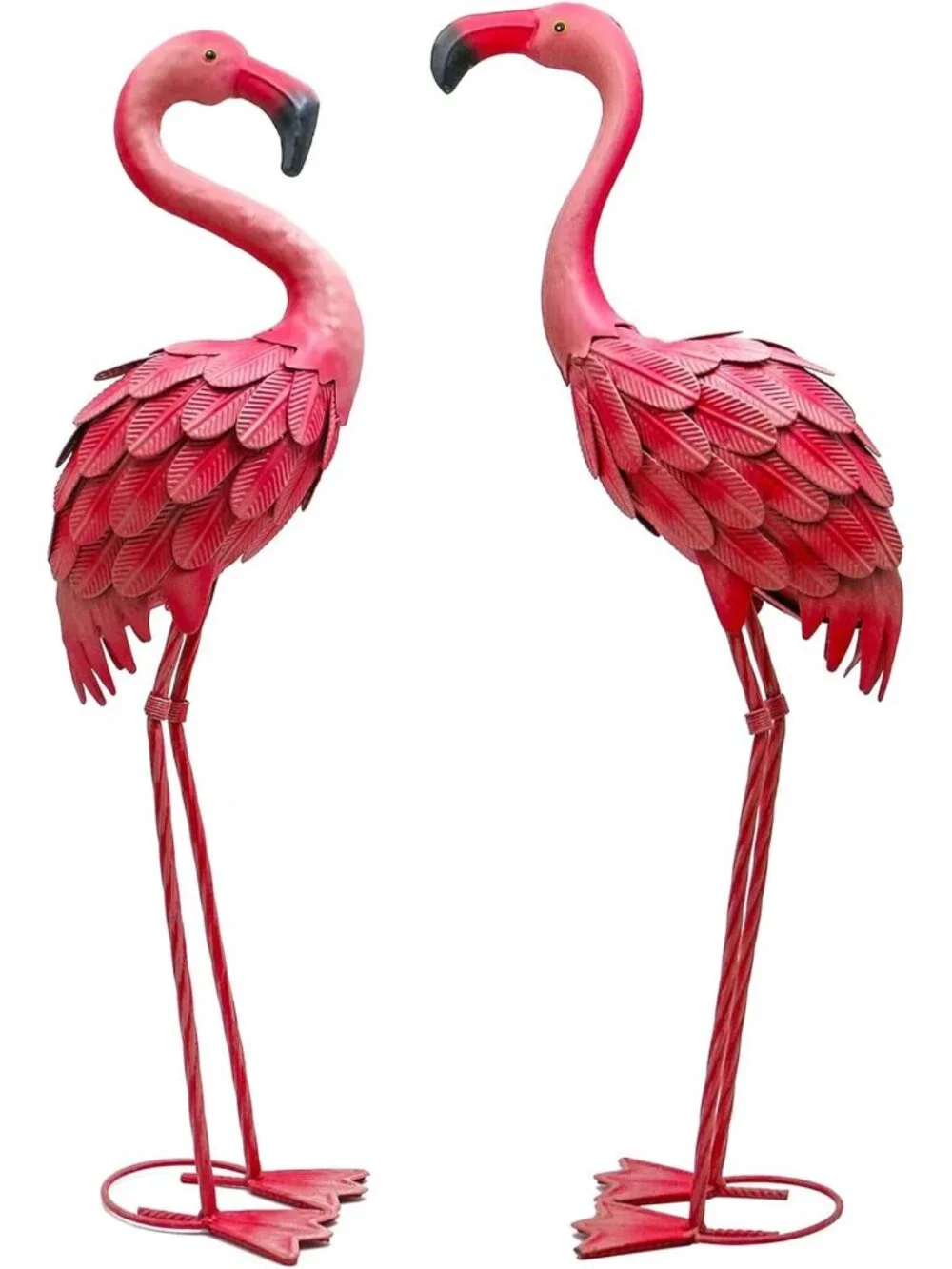 Set of 2 Pink Flamingo Yard Art Statues - Outdoor Garden Decor for Lawn & Patio