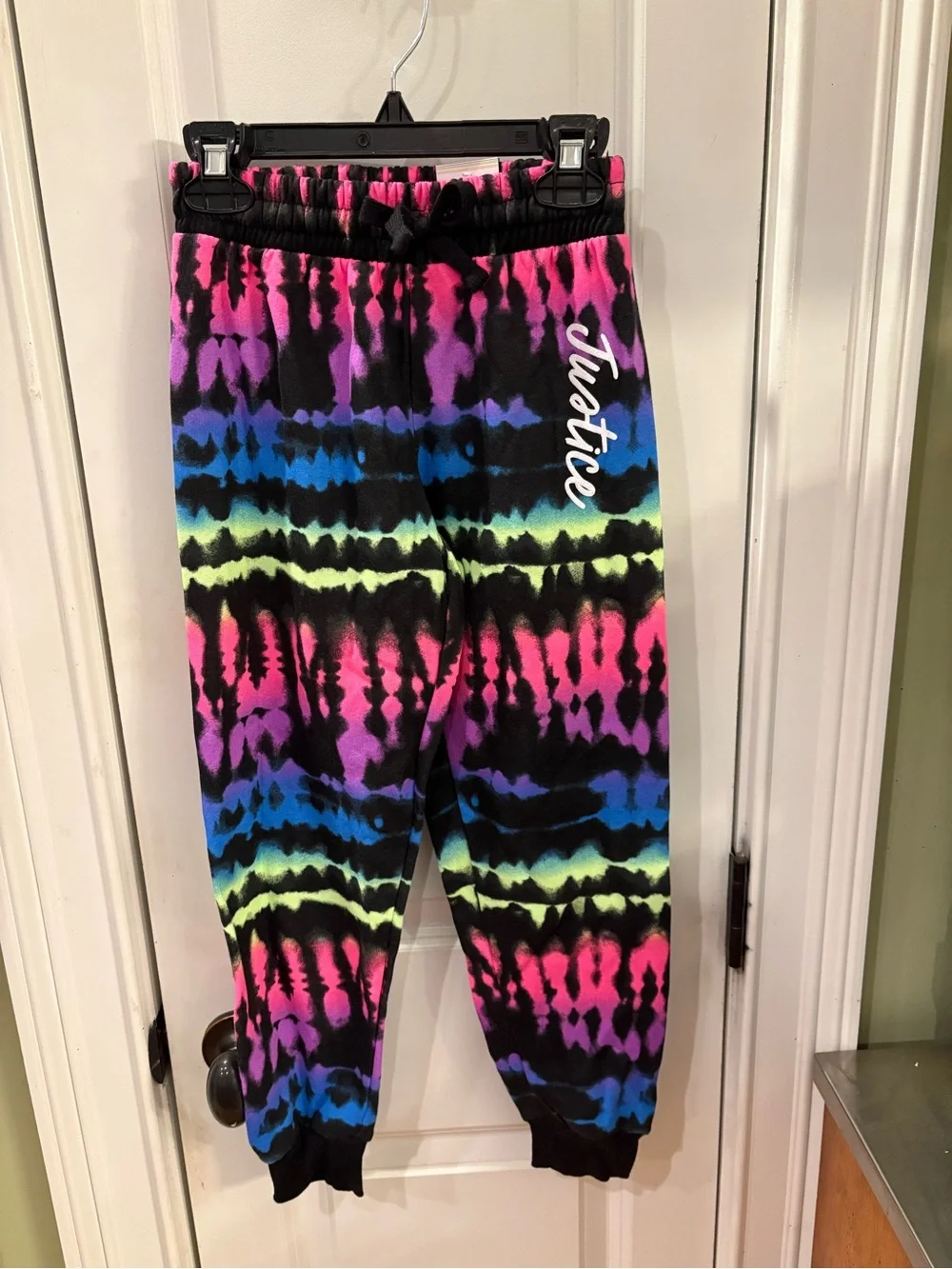 NWT Justice Pink and Black Tie-Dye Lounge Pants girls size S (7/8) sku TR182