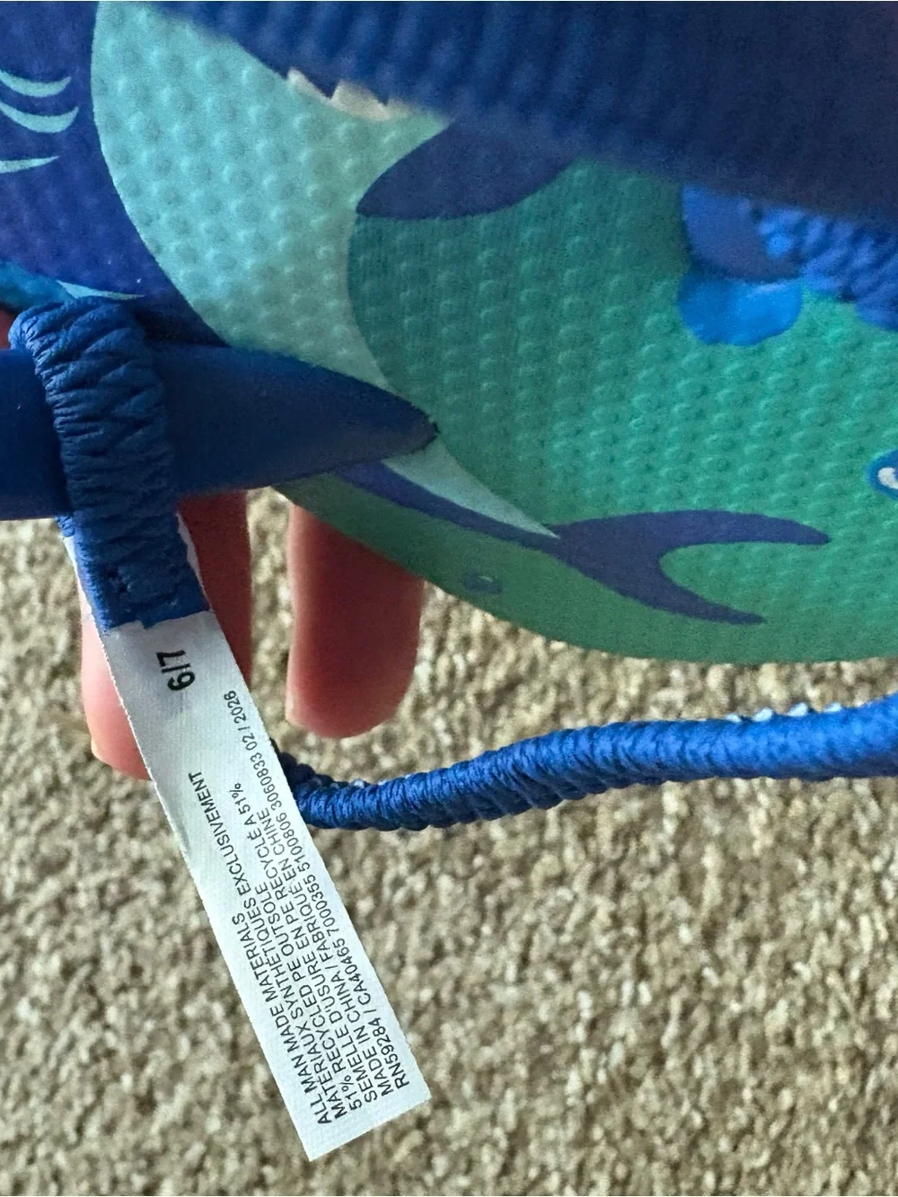 Blue Shark Graphic Kids Flip Flops - Unbranded
