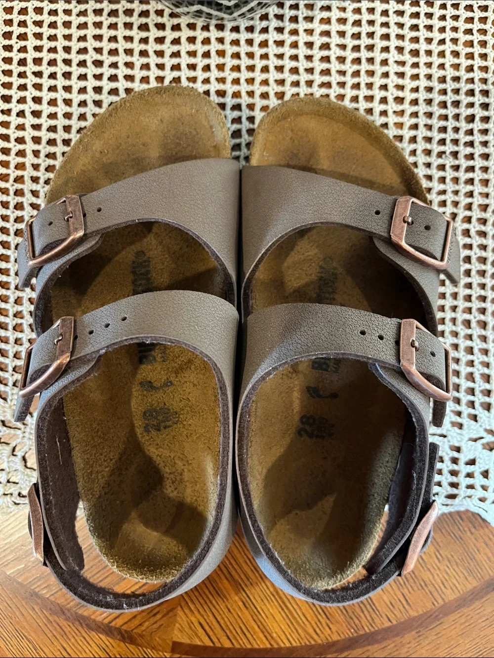 Birkenstock Kids’ Roma Adjustable Buckle Slingback Sandals EU 28 Mocha