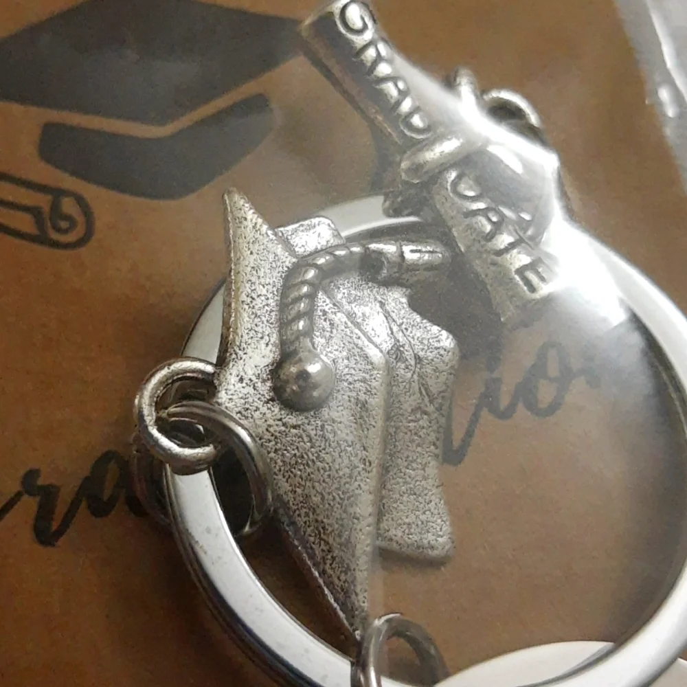 Graduation Gift CAN I GO BACK TO BED NOW Funny Grad Keychain Jewelry NEW SEALED