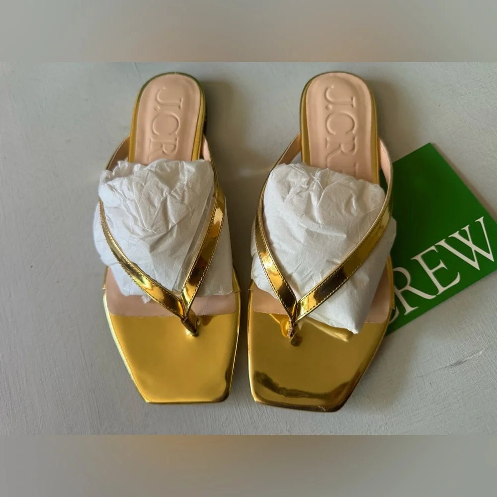 NWT JCREW Capri thong sandals in metallic leather