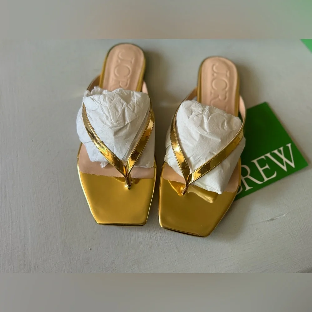 NWT JCREW Capri thong sandals in metallic leather