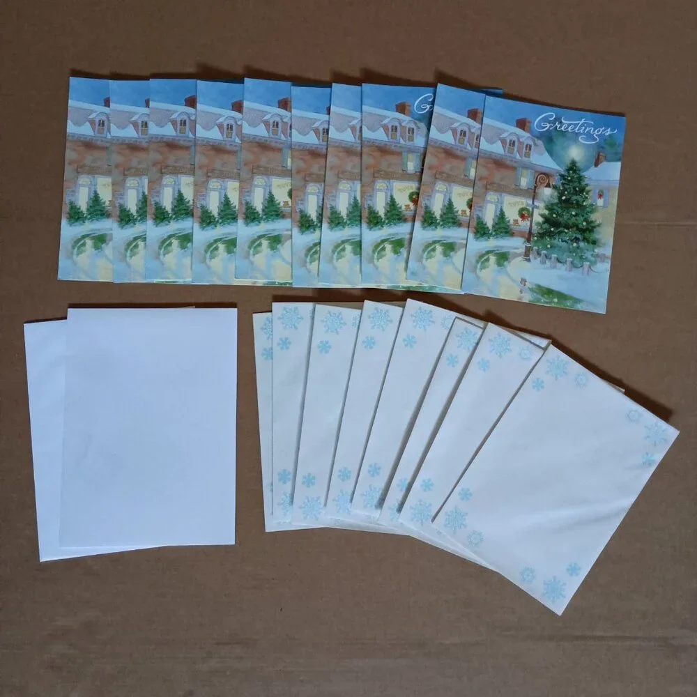 unused vintage Christmas cards, 2 varieties, 16 cards total with envelopes