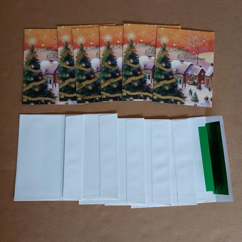 unused vintage Christmas cards, 2 varieties, 16 cards total with envelopes