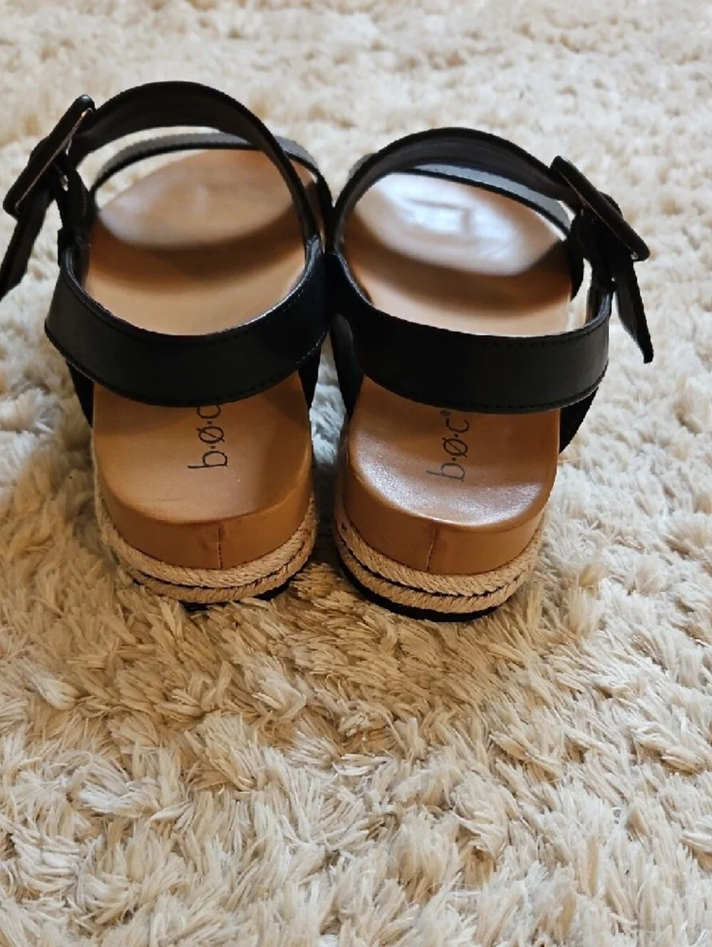 boc Black Two-Strap Platform Espadrille Sandals