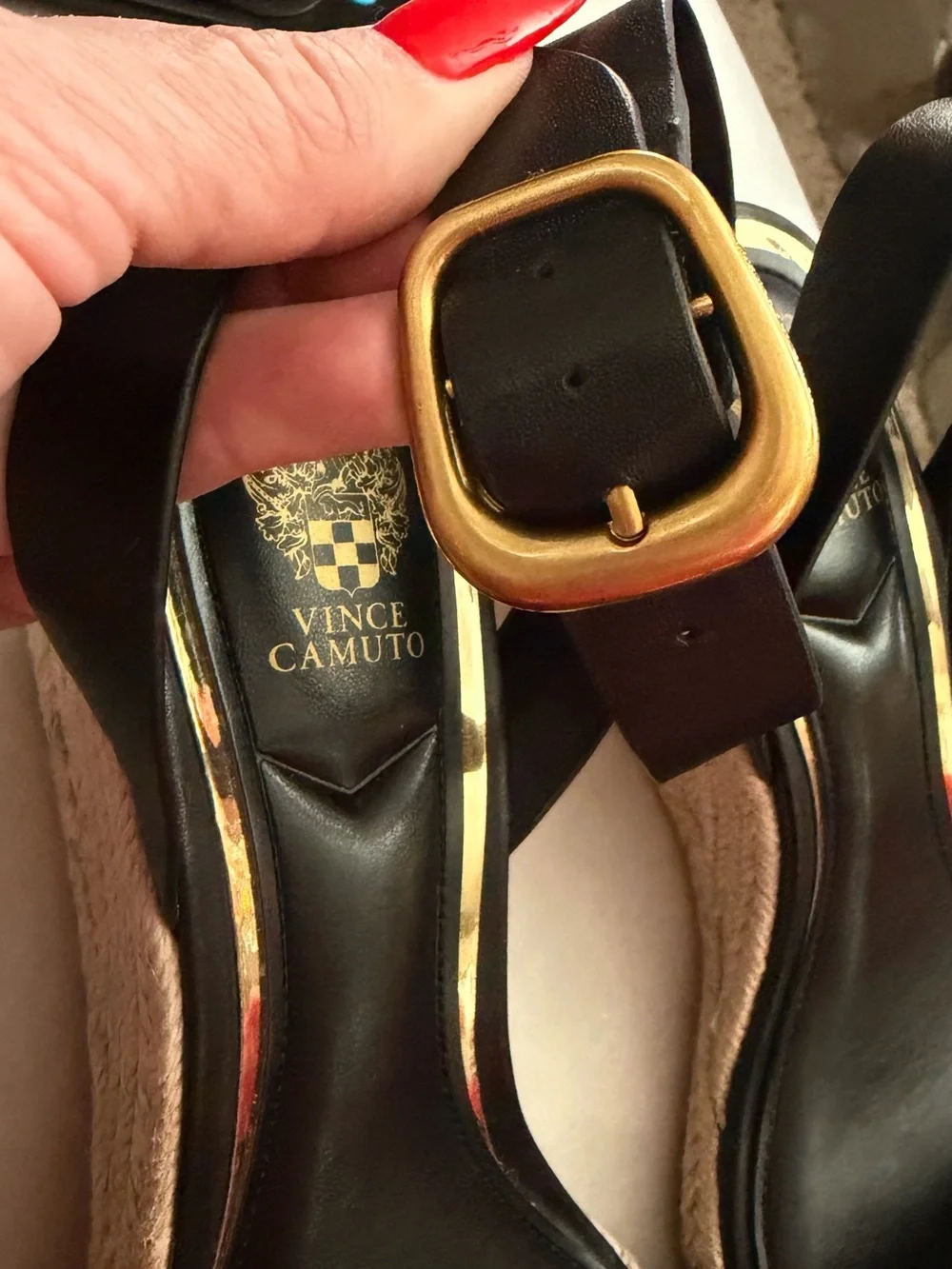 Vince Camuto Black Leather Strappy Sandals