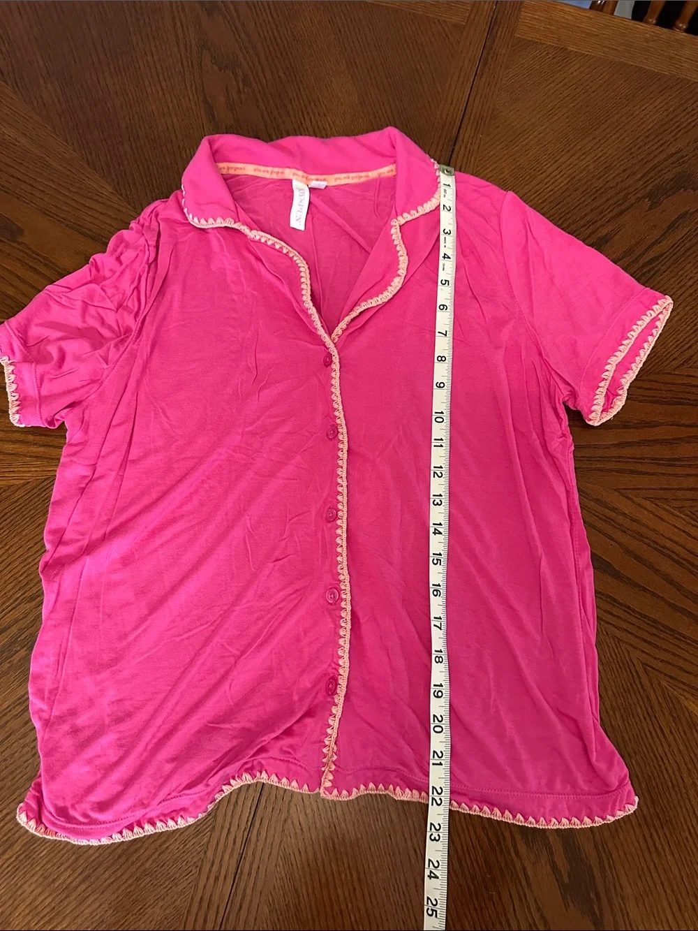Classic Short Sleeve Pink Pajama Set with Contrast Trim