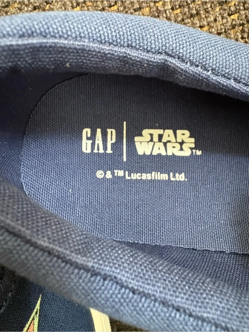 GAP Kids Navy Slip-On Sneakers with Green Baby Yoda Graphic