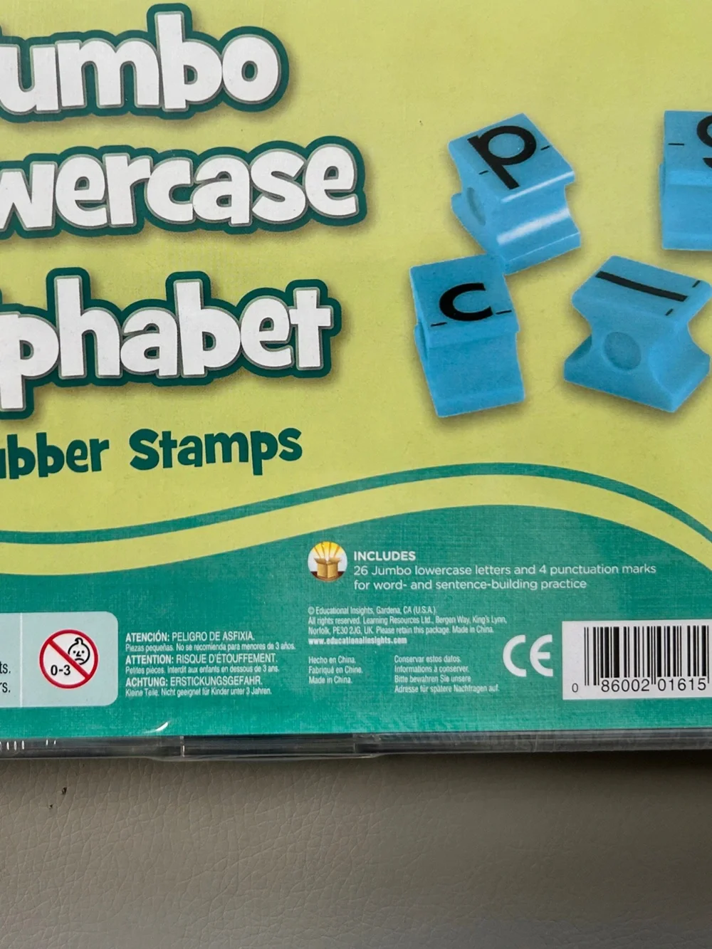 NWT - Kids Jumbo Lowercase Alphabet Rubber Stamps - Educational Insights