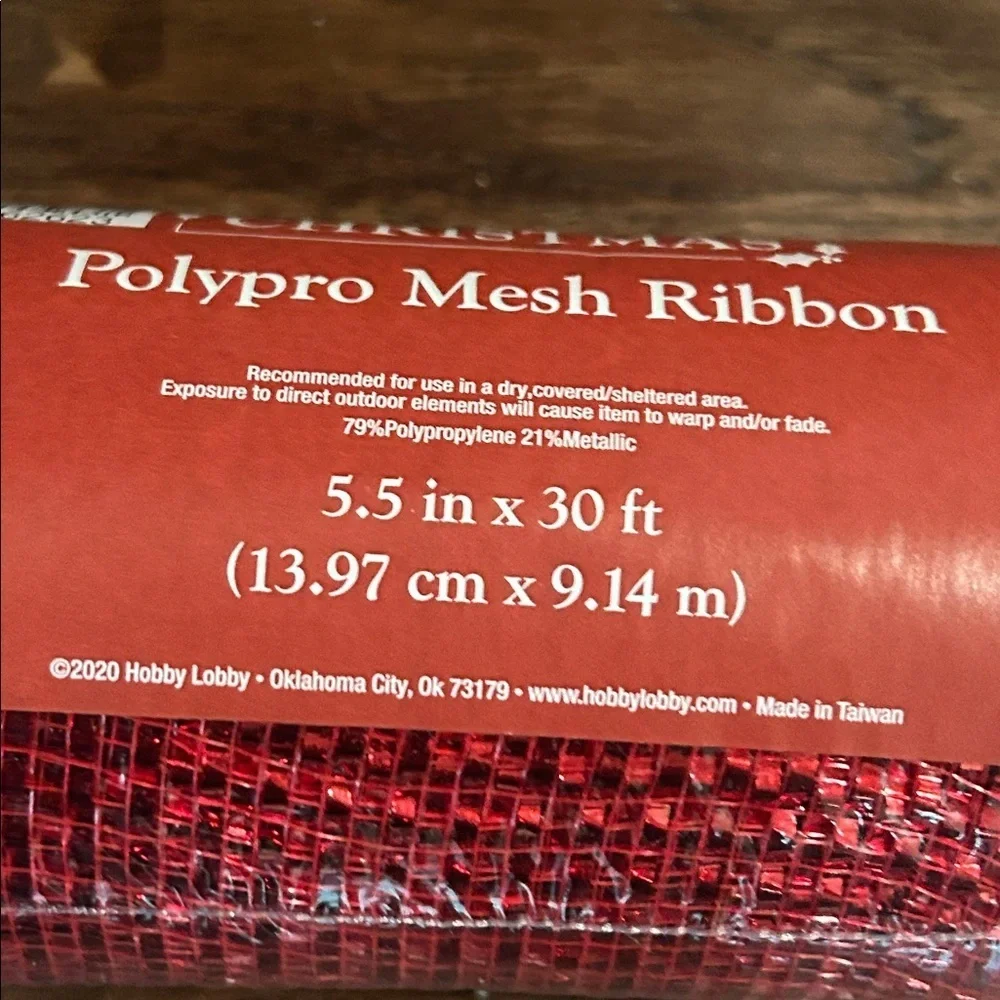 Christmas Red Polypro Mesh Ribbon