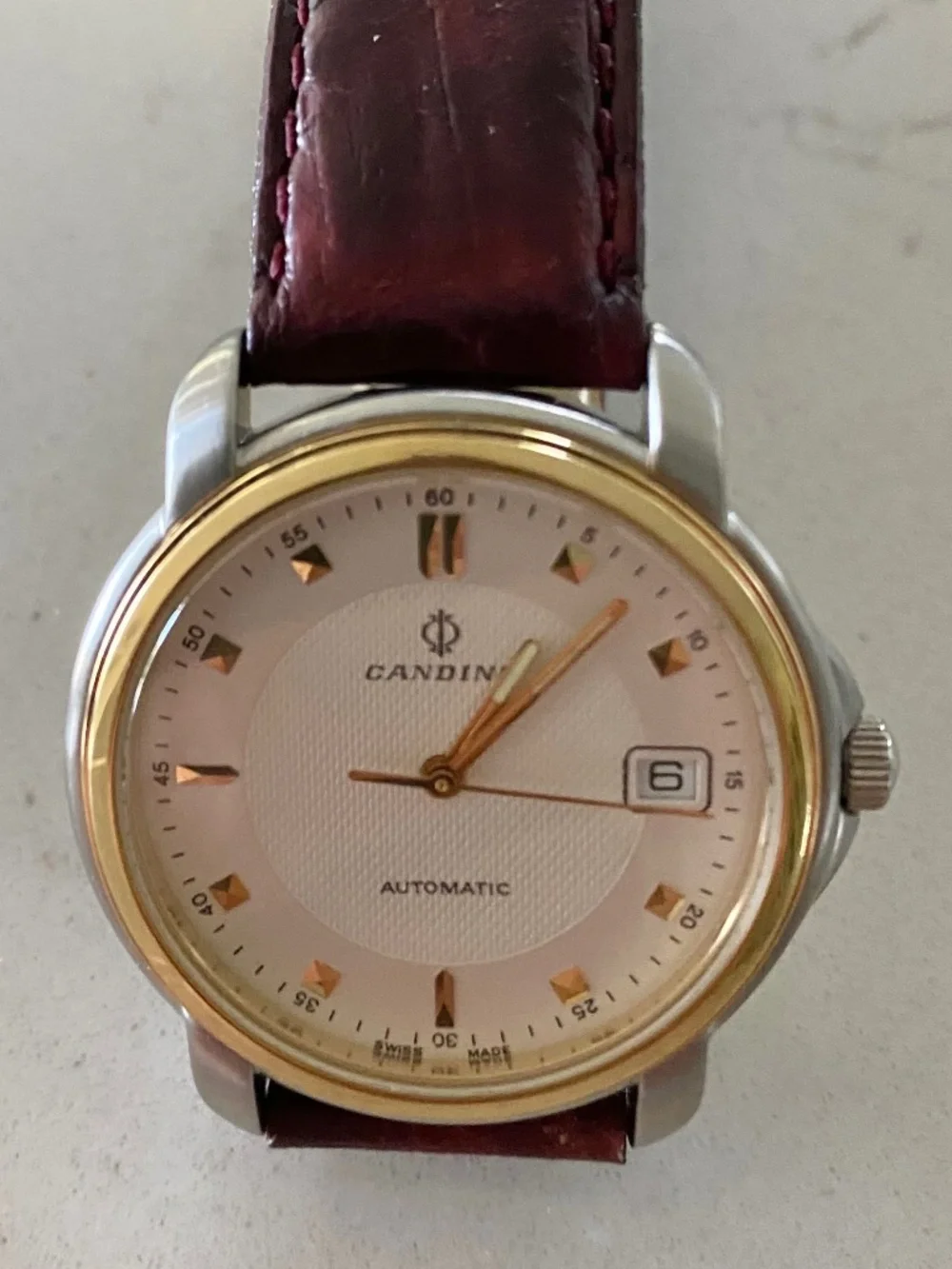STAINLESS STEEL SWISS WATER RESISTANT MEN'S AUTOMATIC WATCH 