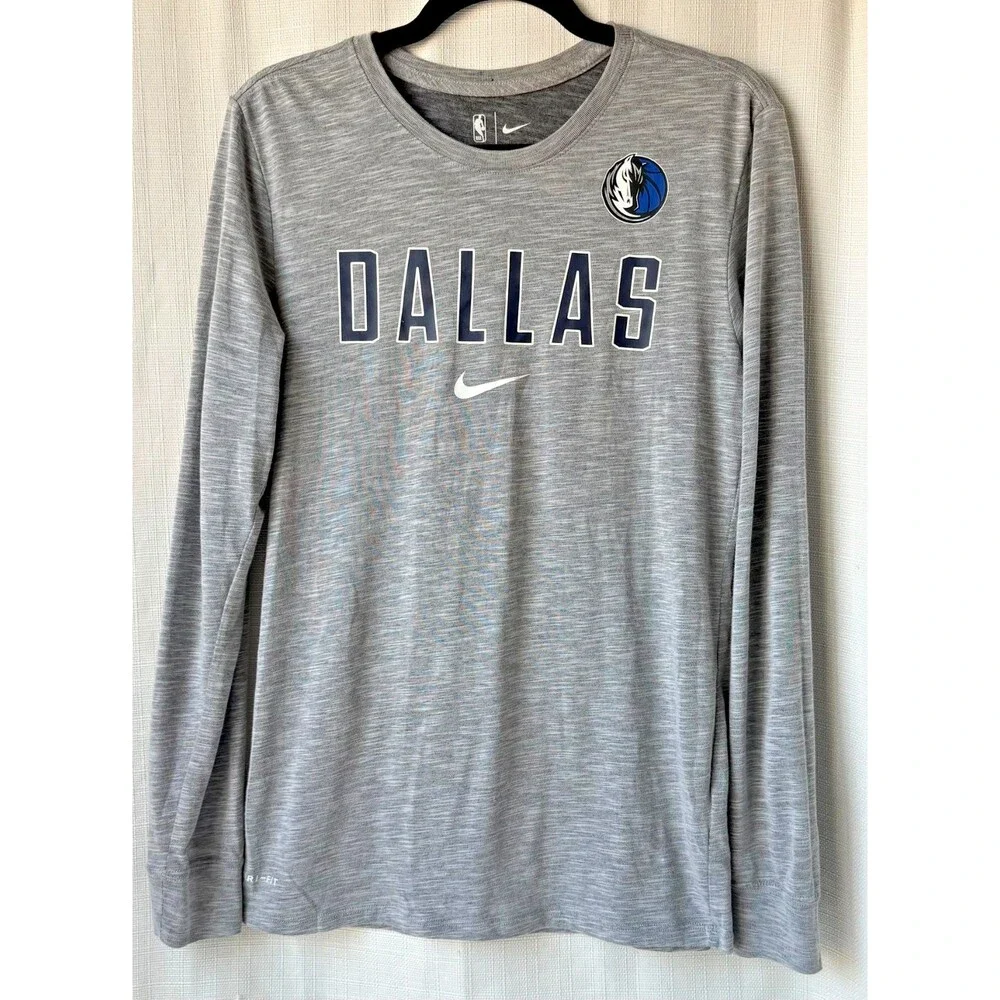 Nike Dallas Mavericks Dri-FIT Long Sleeve Shirt Gray Men's Small NBA Athletic