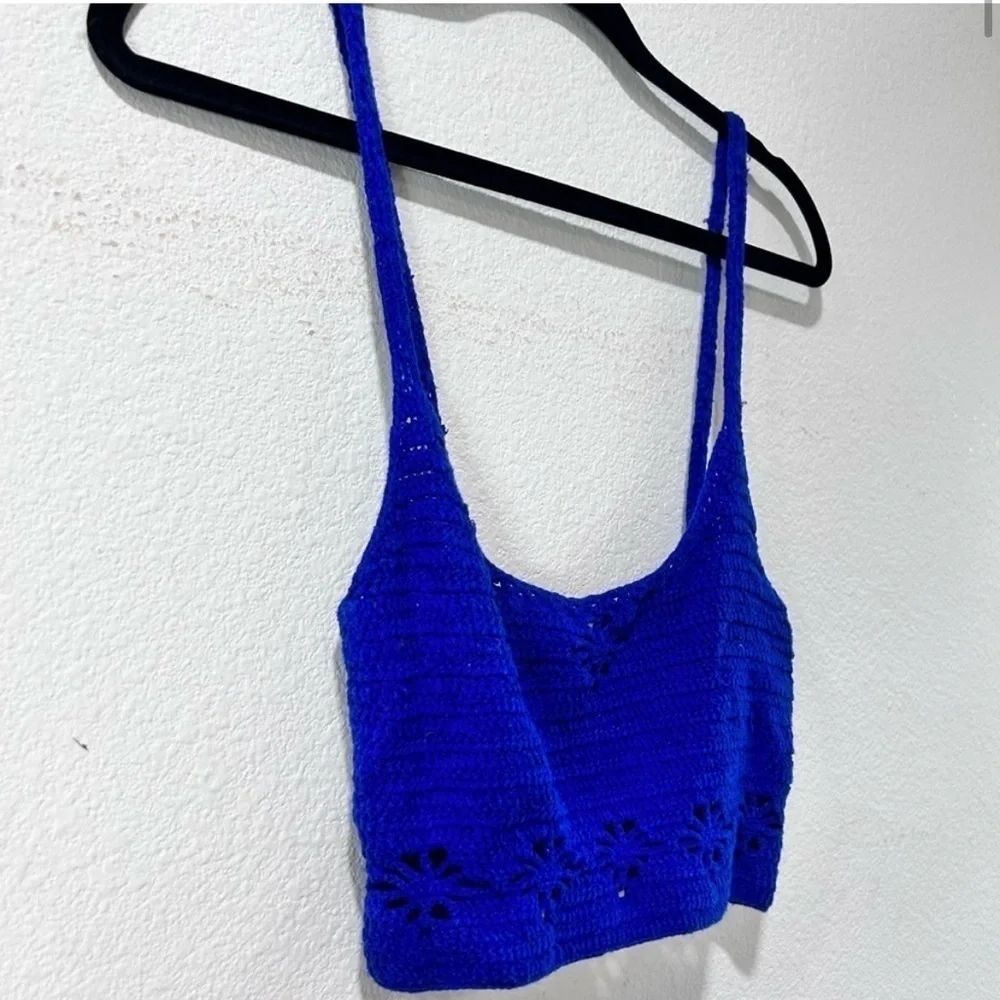 Free people royal blue knitted cropped top size:S