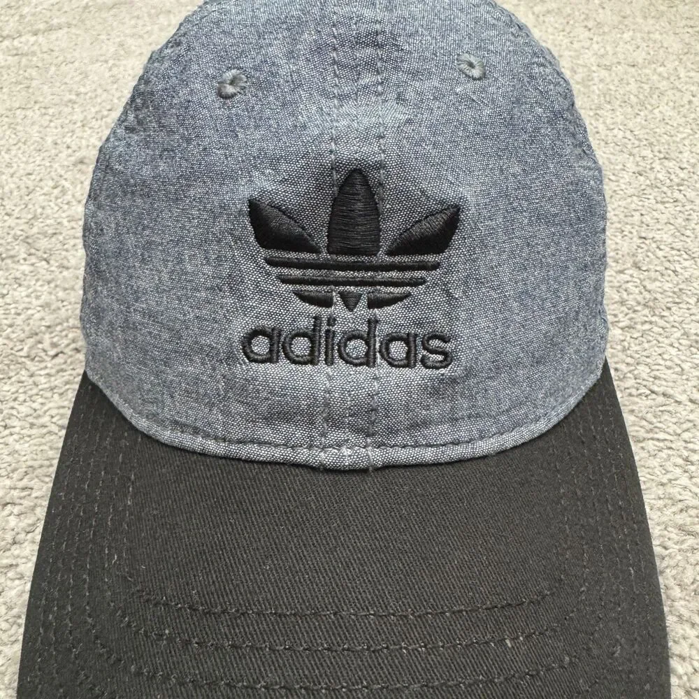 Adidas Originals Trefoil Chambray Adjustable Hat Cap Mens OSFA Blue Black Cotton