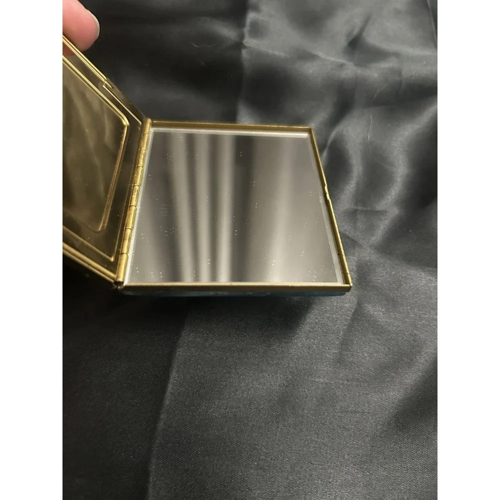 Vintage 1950s Blue Lucite Compact Mirror Atomic Starburst Mid Century Modern