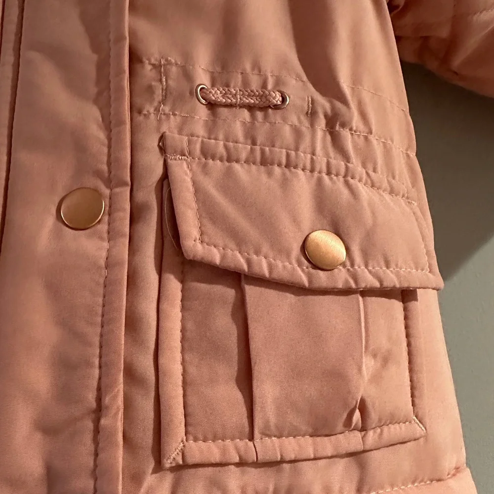 OshKosh B'gosh Baby Girls Quilted Hooded Parka Jacket Pink Size 12M‎ Faux Fur