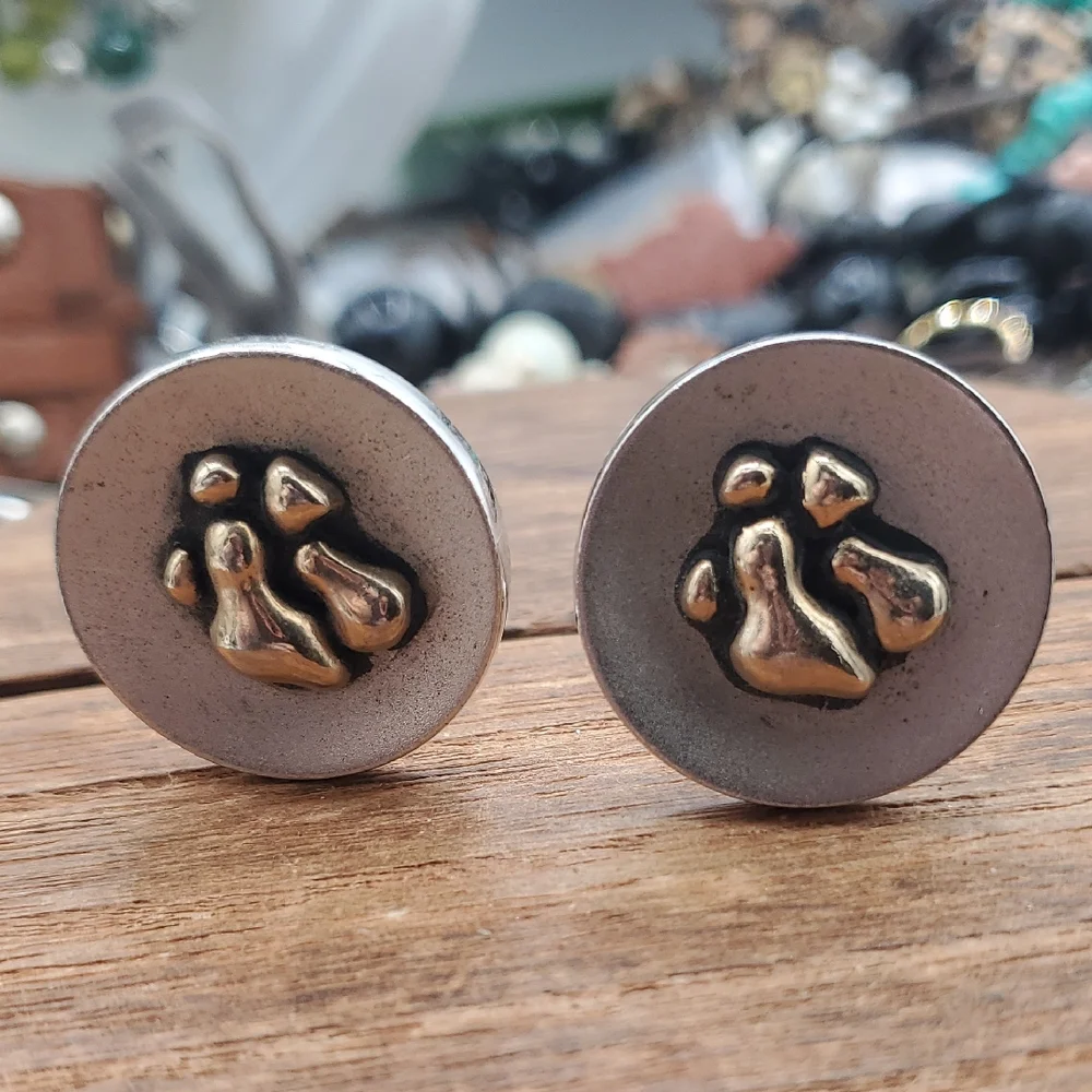Silver Paw Print Cufflinks‎ Overflow 29.46 Gram
