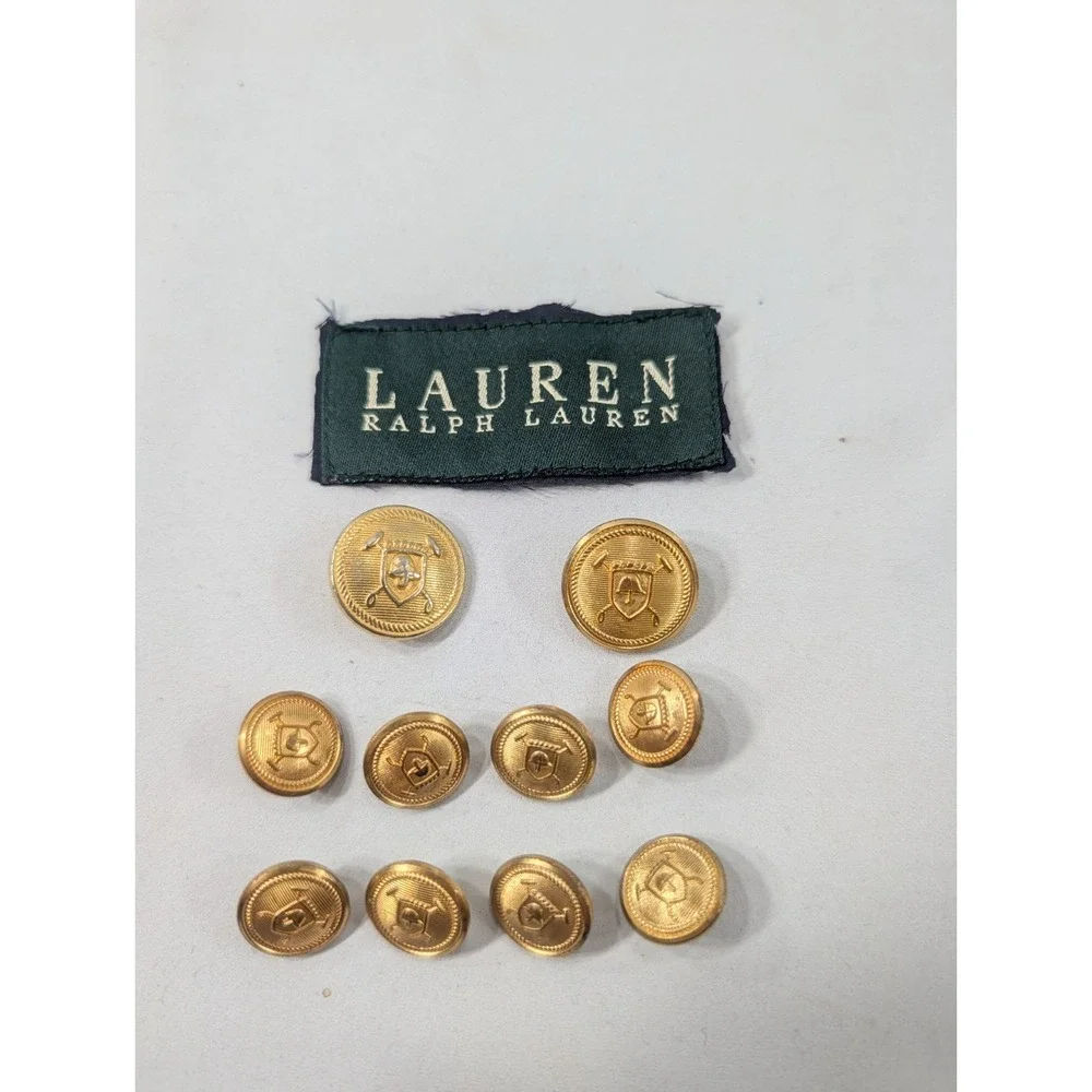 Lauren Ralph Lauren 10 Replacement Buttons Gold Tone Eagle Labels Shank EUC