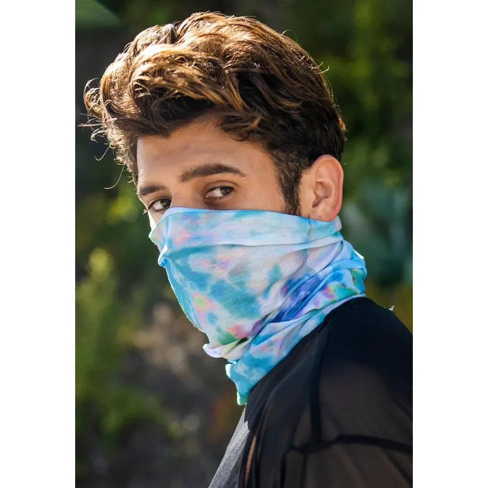 Tie Dye Face Wrap‎ Cover Gator Mask Tube Bandana Lightweight Blue NWT