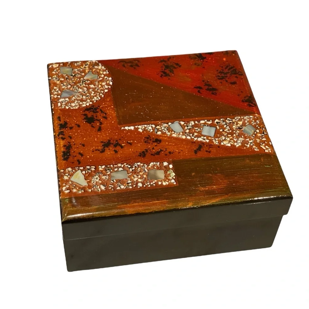 Art Deco Black Brown Jewelry Organizer Box Bracelets Earrings Necklaces
