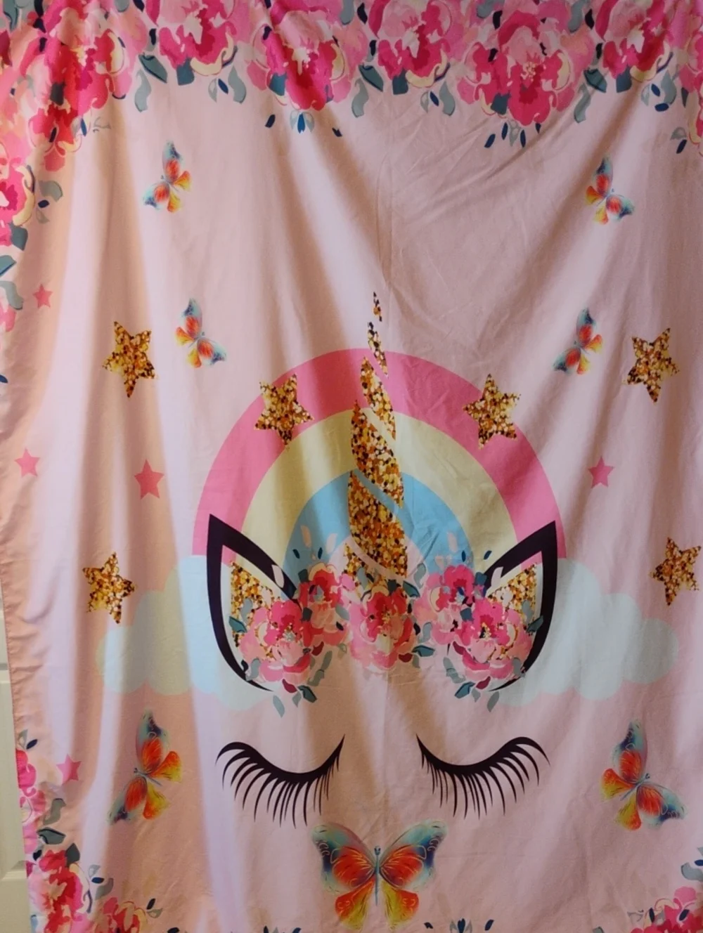 Unicorn Rainbow Print Pink Bedding Duvet Cover Only