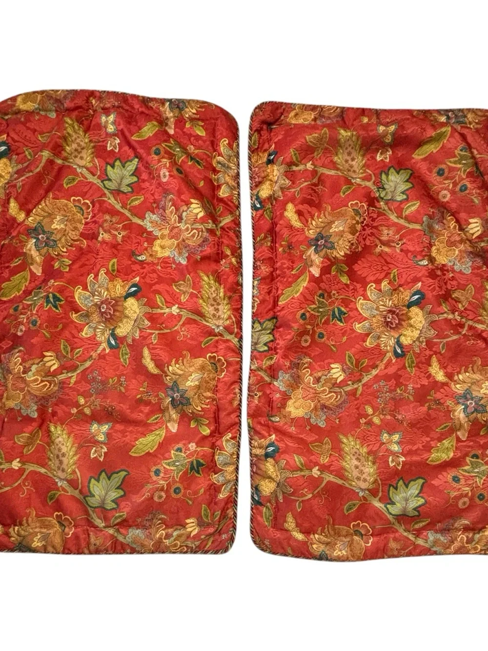 2 J Queen New York Key Largo Padded Pillow Shams King Orange Jacobean Floral