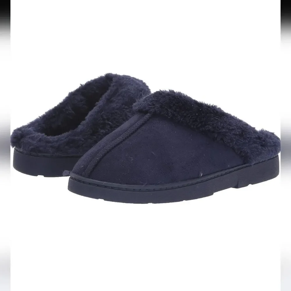 MUK LUKS Boy's Kids Unisex Polysuede Clog Slipper, Royal Blue, 5-6