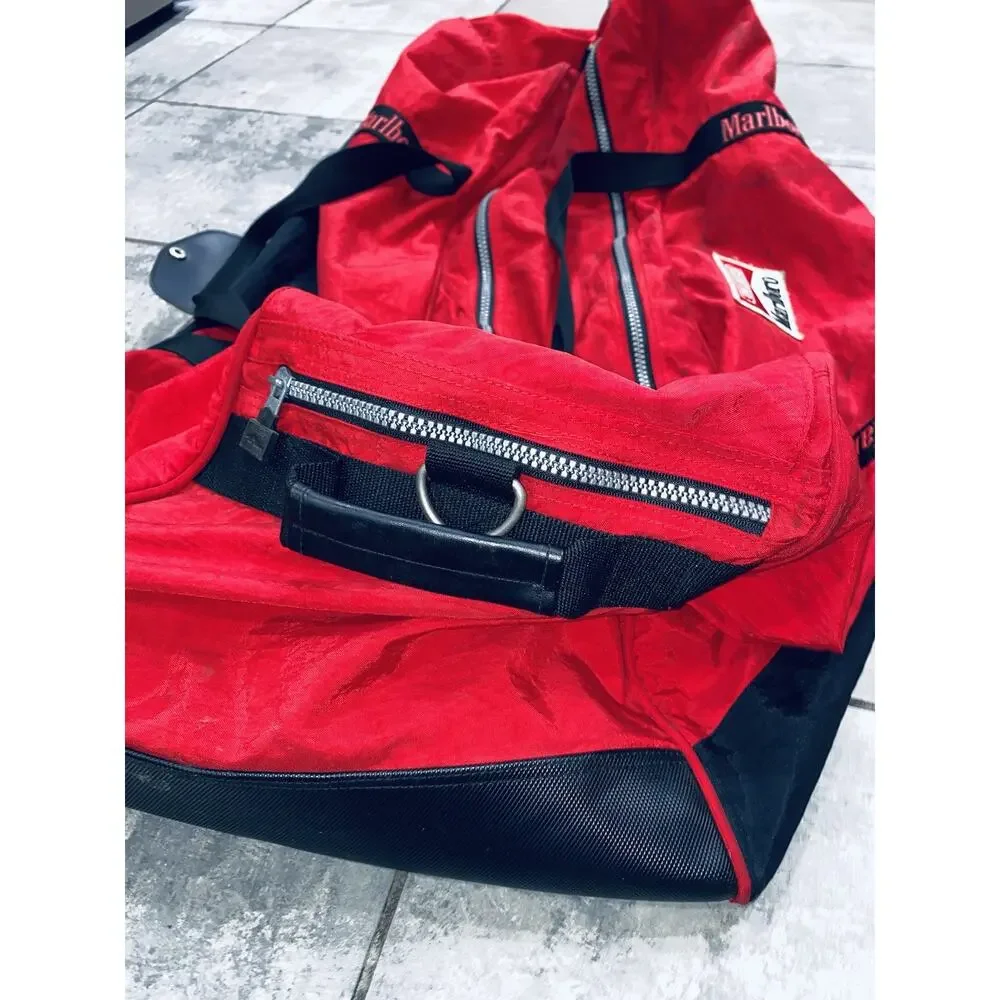 VINTAGE Marlboro Unlimited XL Large Rolling Duffle Bag w/ Wheels Hard Bottom
