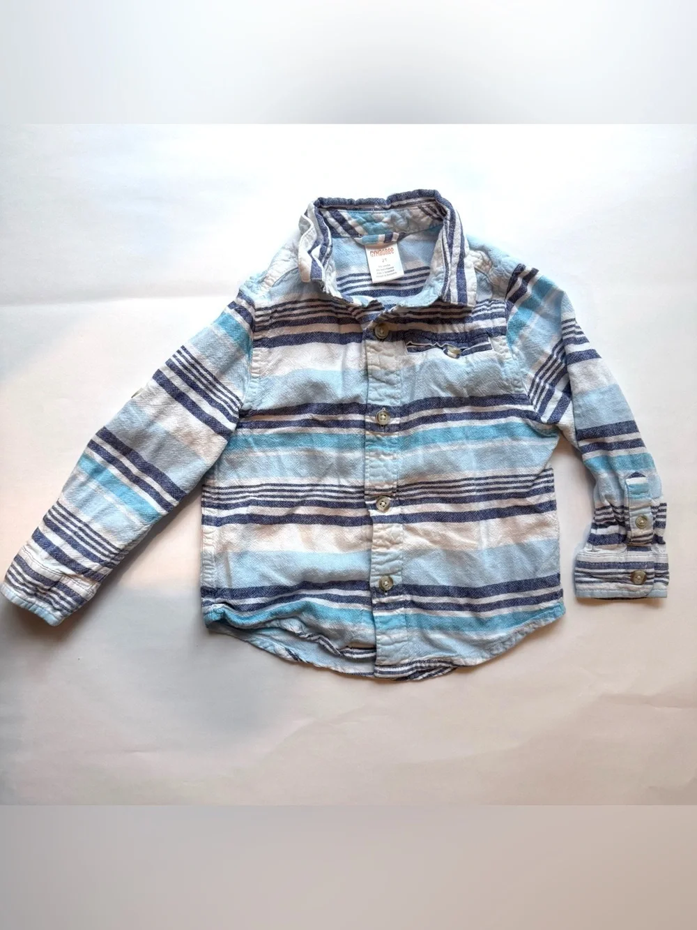 Gymboree Light Blue, White & Navy Striped Button-Down Shirt
