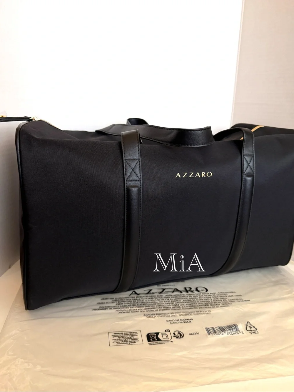 Azzaro Black Duffle Bag / Gym Bag/  Weekend Carry on Travel Bag (19”x11”x9”)