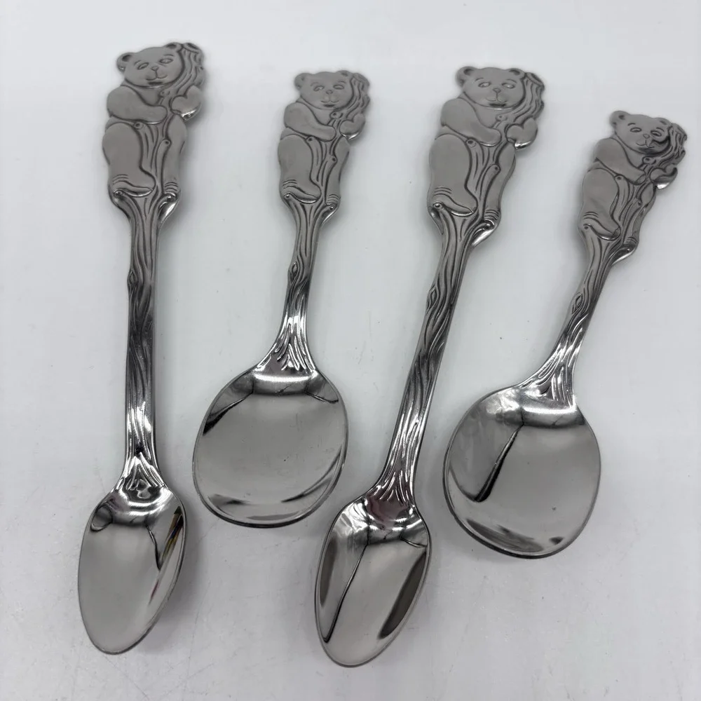 ONEIDA 4 Piece Baby/Toddler Spoons CUBBY BEAR Stainless‎ Flatware