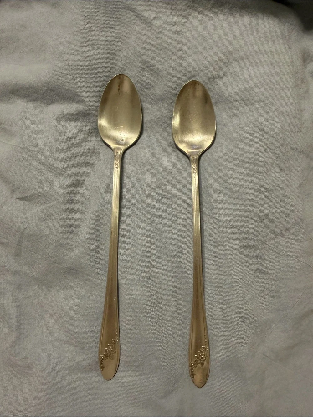 Oneida Community Tudor Plate Fantasy Silverplate Iced Tea Spoons Set of 2
