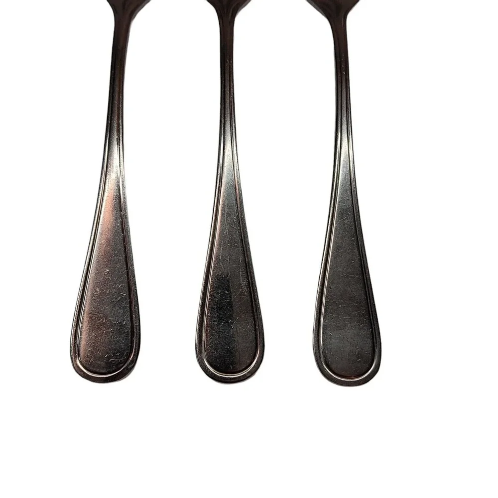 3 Stainless DJ Korea Replacement Dinner‎ Forks Glossy Round Tip Outline