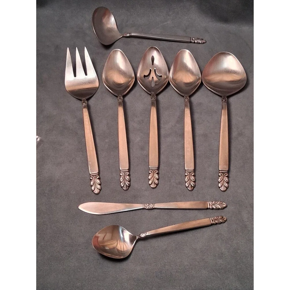 International Silver Norse Serving Set 7 Pc Stainless Modernist