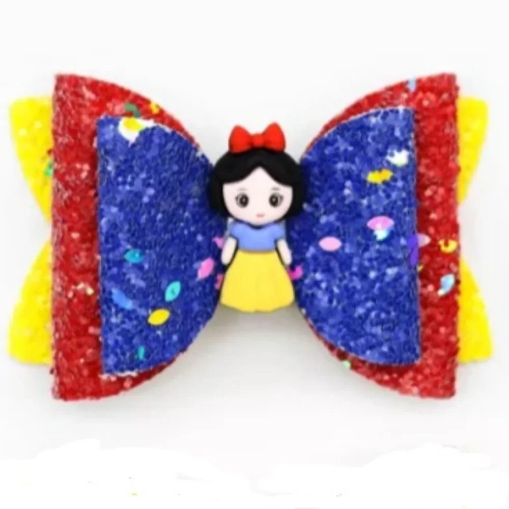 Princess Snow White Girls Hair Bow Clip 3 Inches