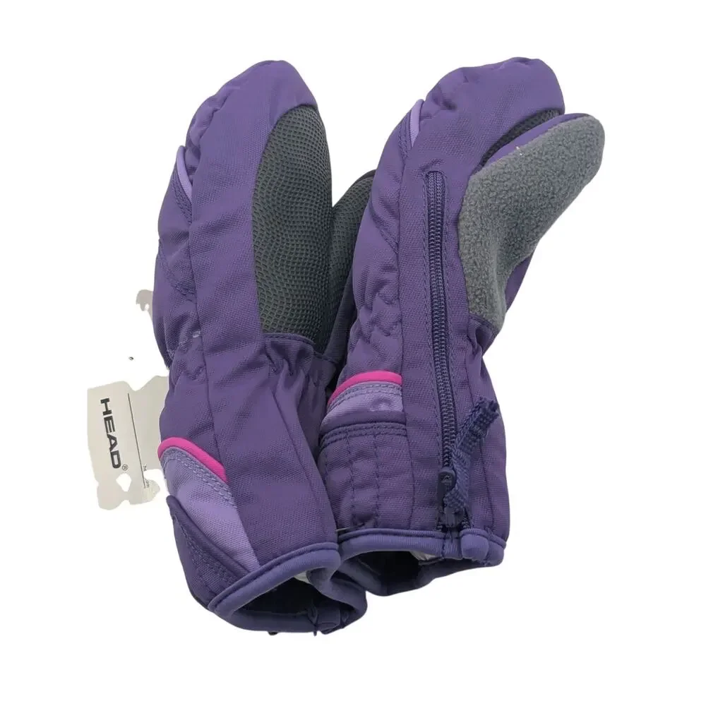 Head Youth Girls Size XXS (1-2) Warm Mittens Zip Up Gloves Purple/Violet New