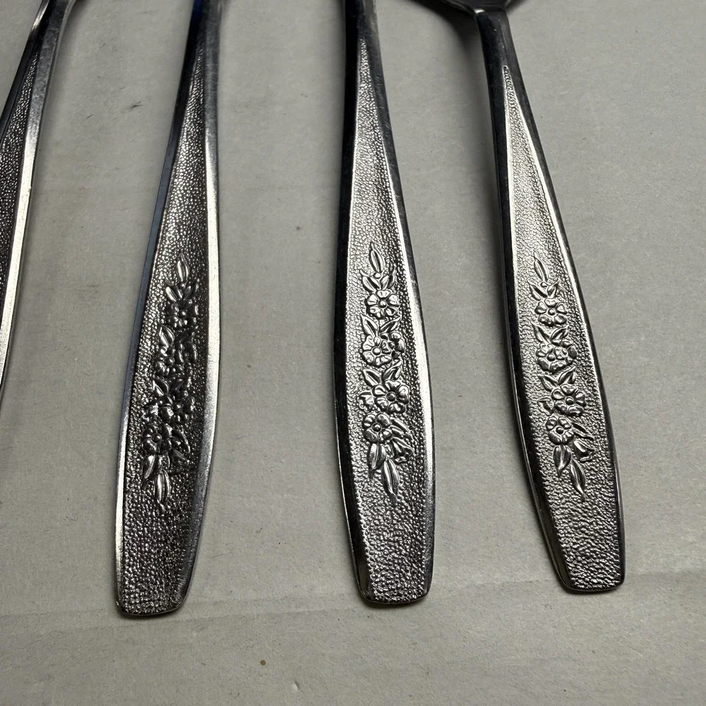 5 Simeon L George H Rogers Stainless Flatware Dinner Forks Spoons Spring Ballad