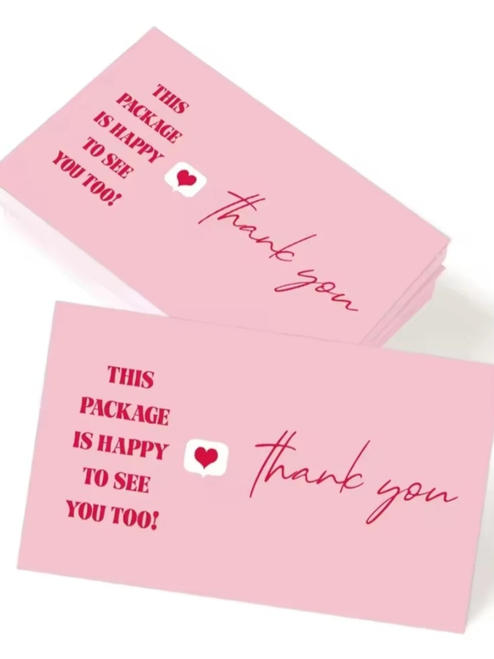 50pc Thank You Packaging Cards - Pink
