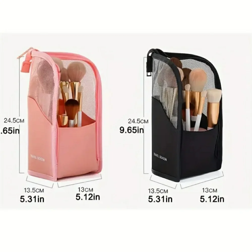 NEW Makeup Brush Pink Travel Zippered Waterproof Storage Bag Case Cosmetics