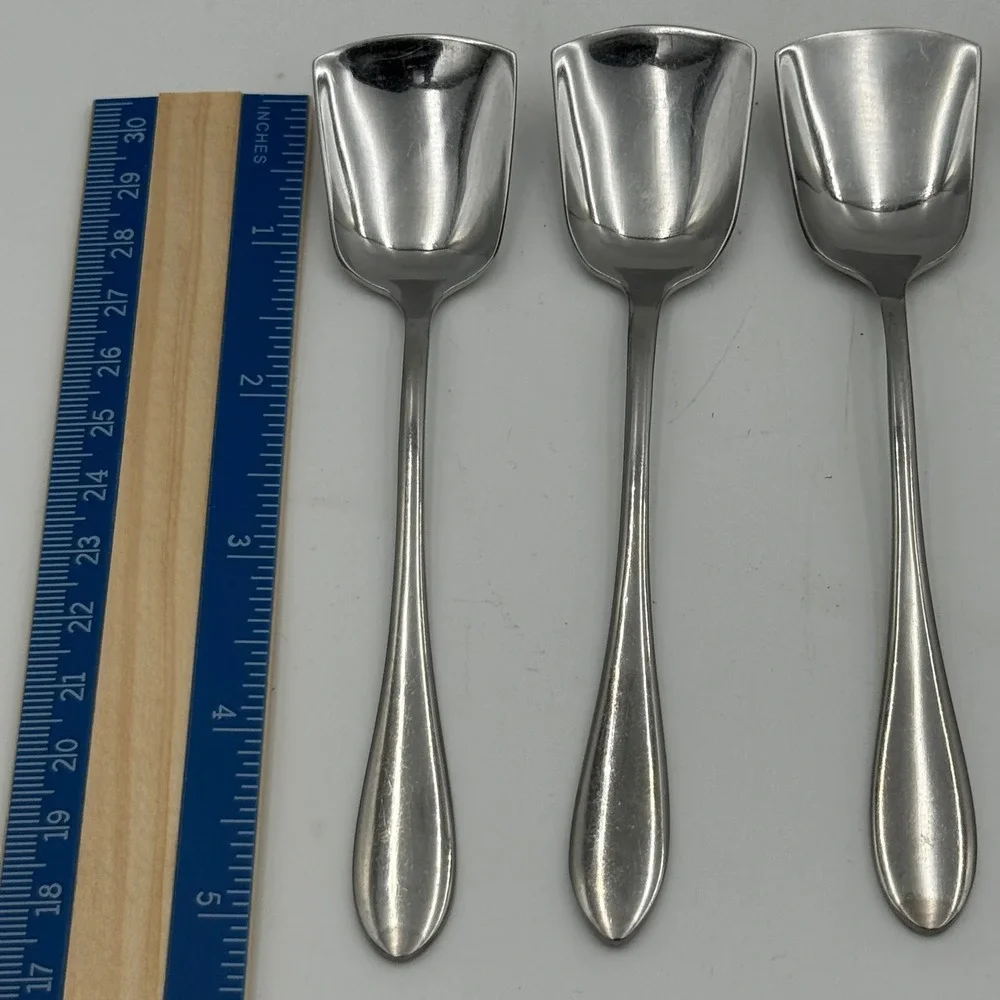Silit Crominox SS Ice Cream Spoons Square Spade Bowl Set of 6 Vintage