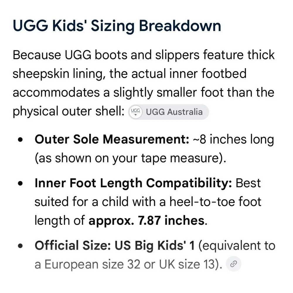 UGG Tasman Slipper Kids Size 1 Navy Blue Suede Sheepskin Lined Clog 1019066K