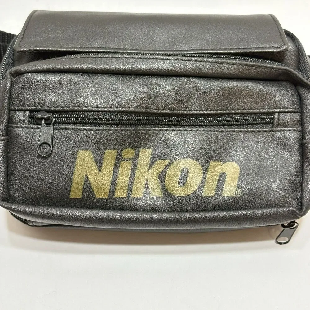 Black Vintage Nikon Leatherette Waist/Fanny Pack / Cross Body Bag