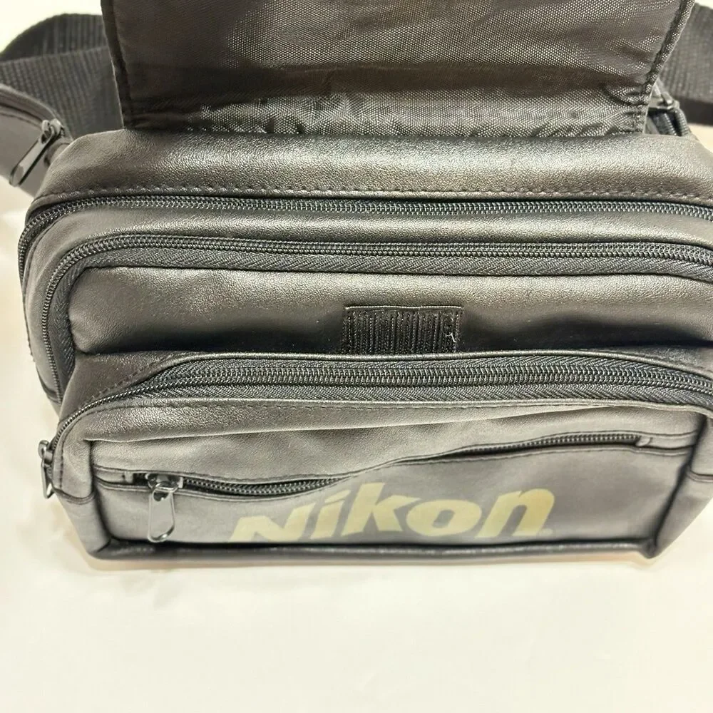 Black Vintage Nikon Leatherette Waist/Fanny Pack / Cross Body Bag