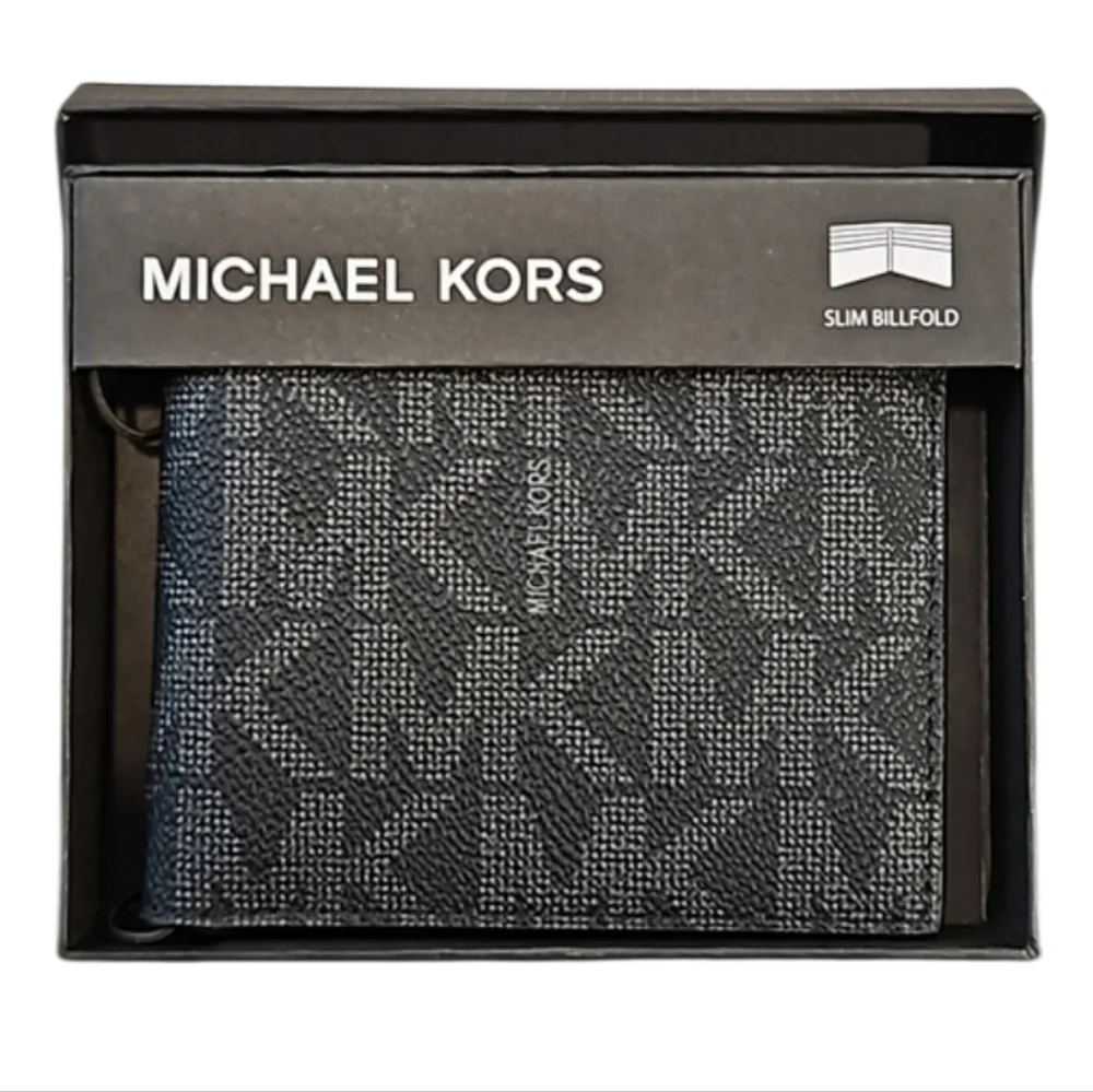 Michael Kors Jet Set Mens Slim Billfold Wallet, NWT, Black
